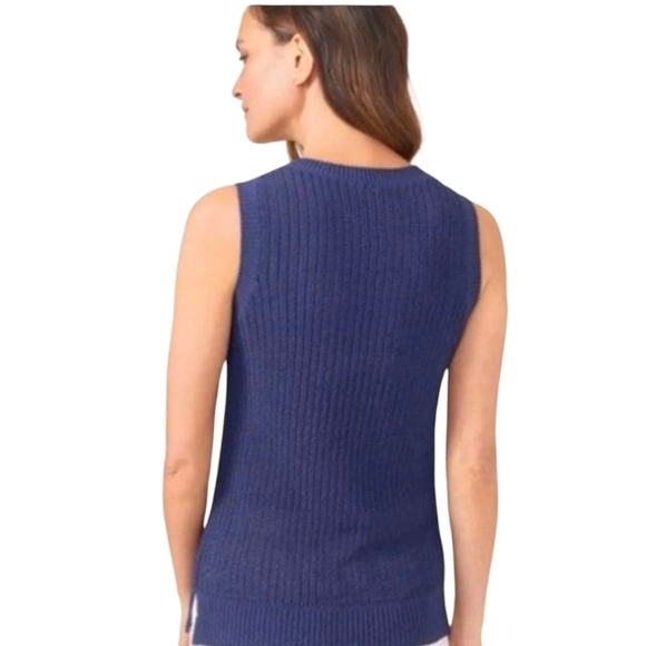 J. McLaughlin Sleeveless Crew Neck Navy Knit Sweater - Large - Picture 2 of 9